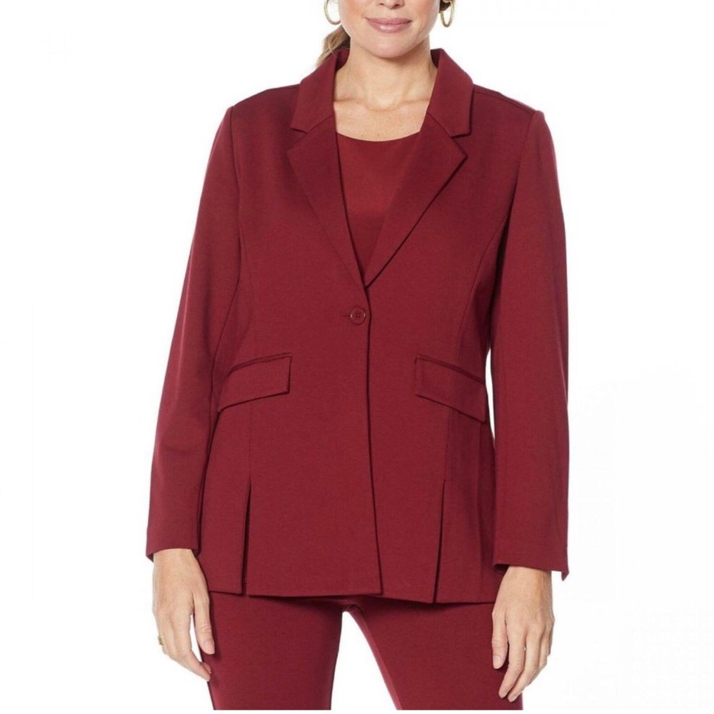 DG2 Stretch Knit Ponte Blazer, Burgundy Red, M